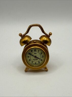 Vintage Gold Tone Collezio High Glow Quartz Miniature Alarm Mantle Clock